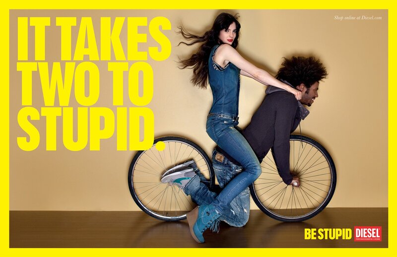 DIESEL ad with couple on bike