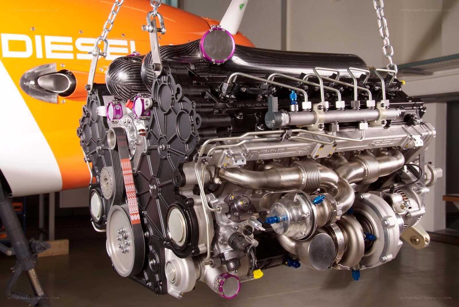 Diesel engine on display