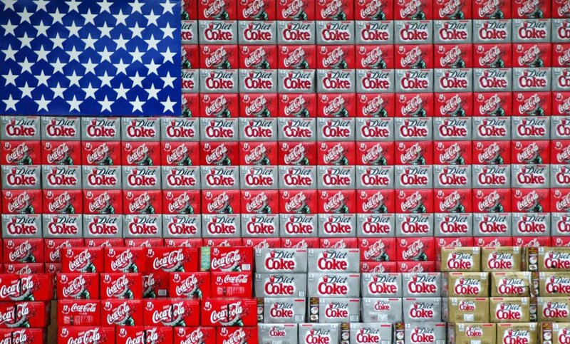 Diet Coke boxes forming US flag