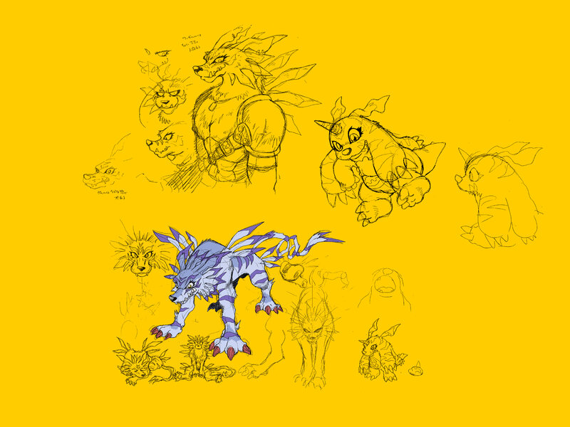 Digimon character design sketches
