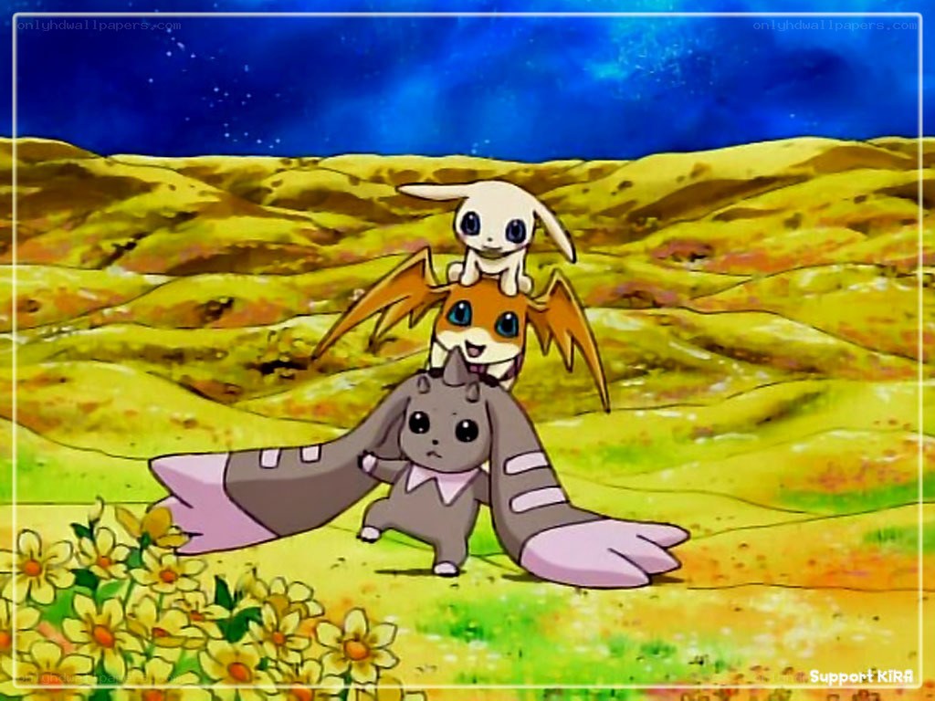Digimon characters in a field