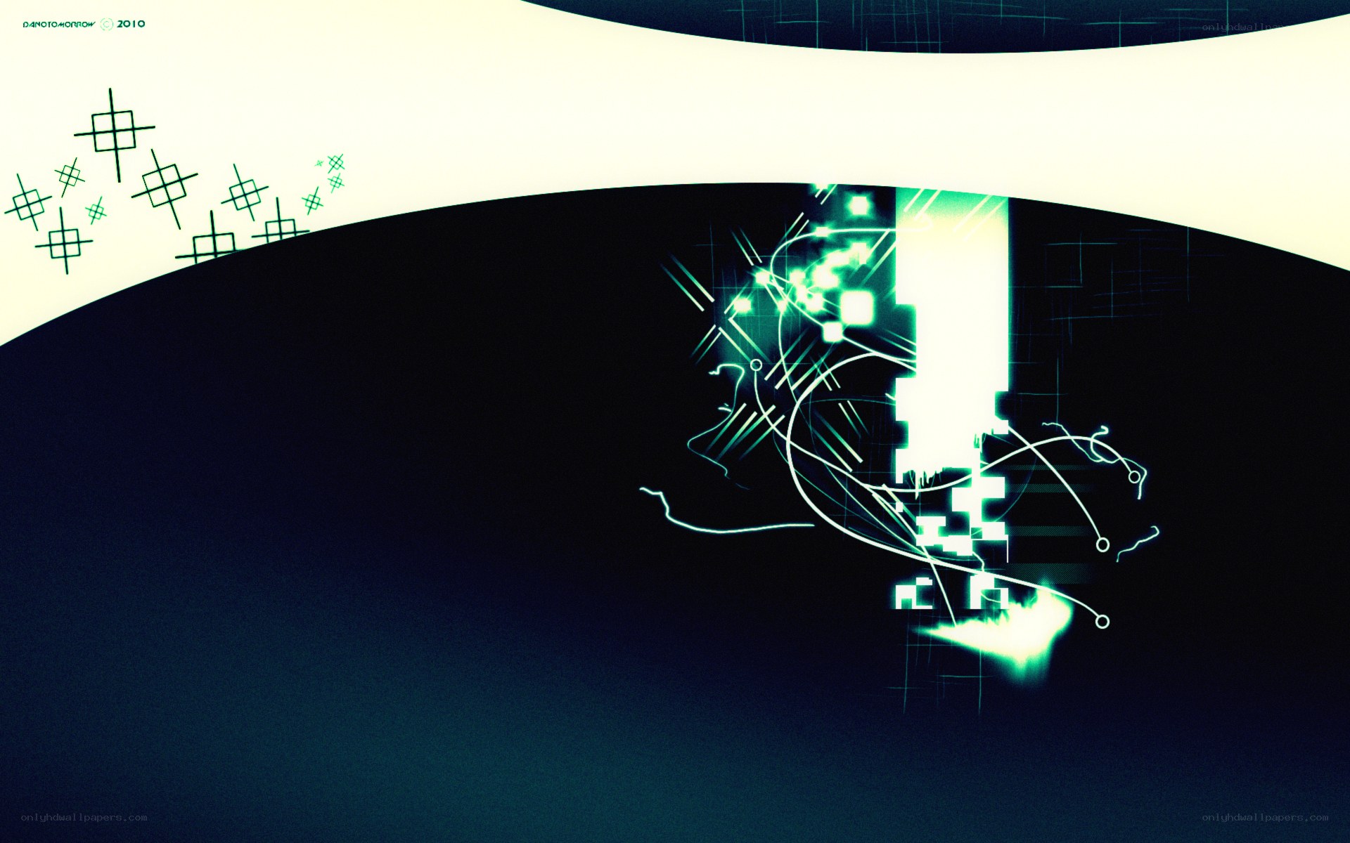 digital abstract art with green light