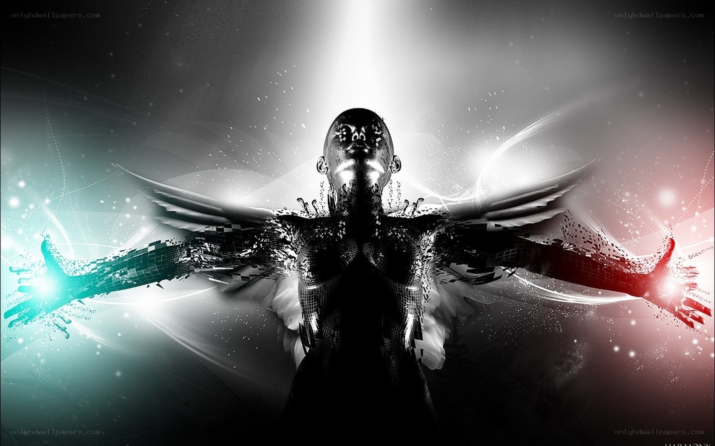 digital angel with glowing wings