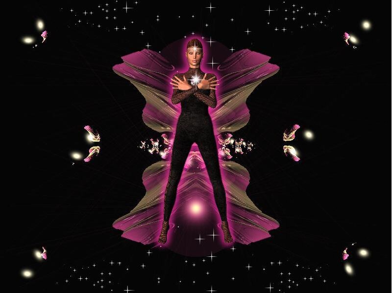 digital angel with purple wings