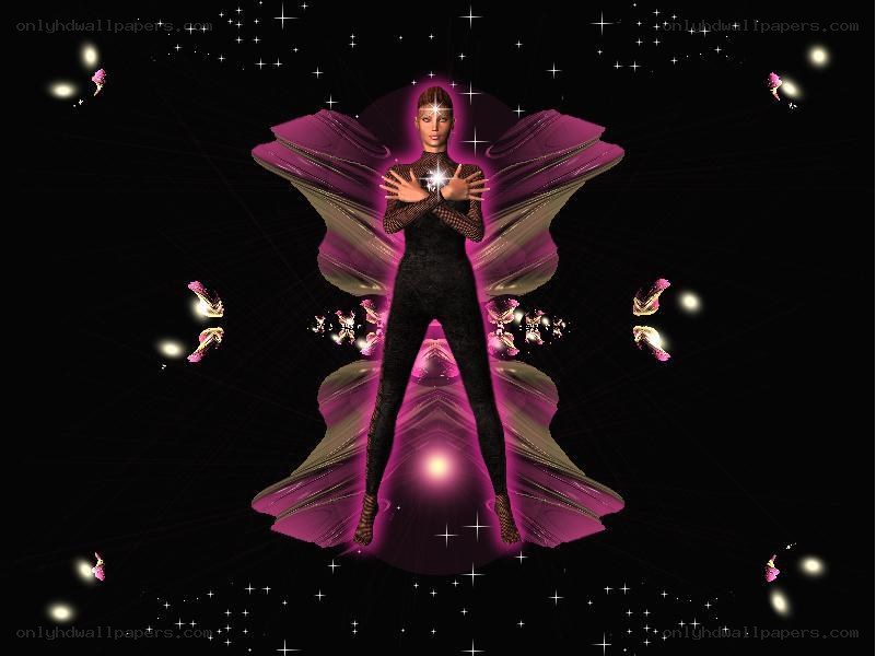 digital angel with purple wings