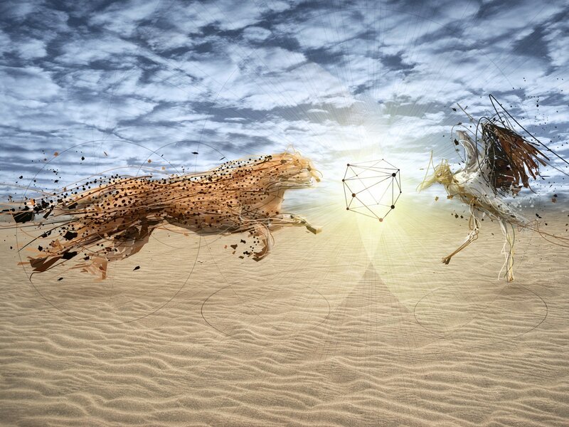 Digital animals in desert