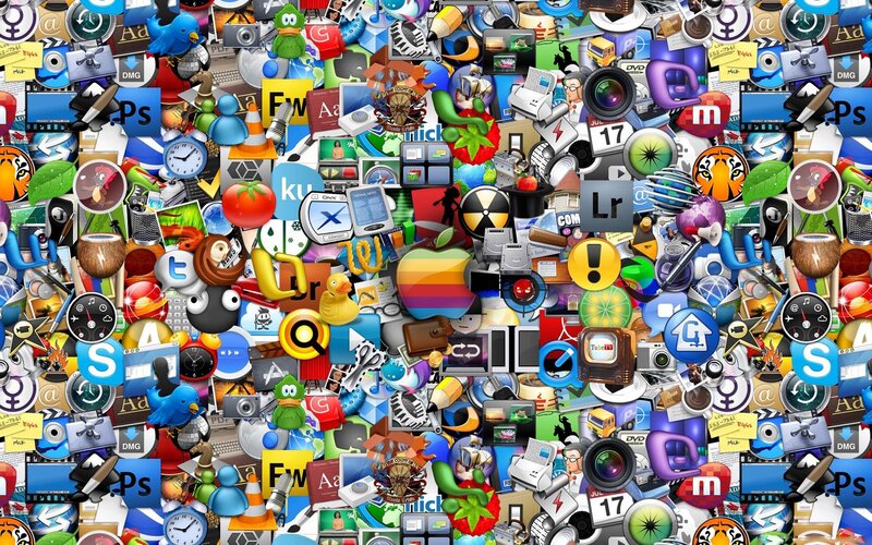digital app icon collage