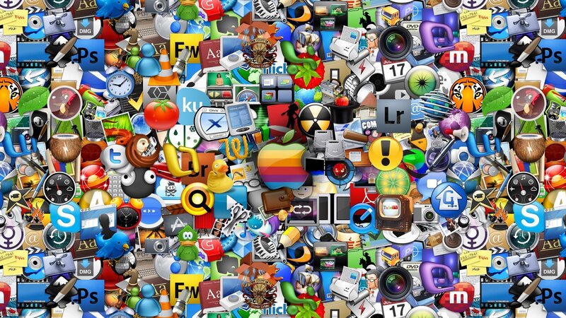 Digital App Icons Collage — Blue