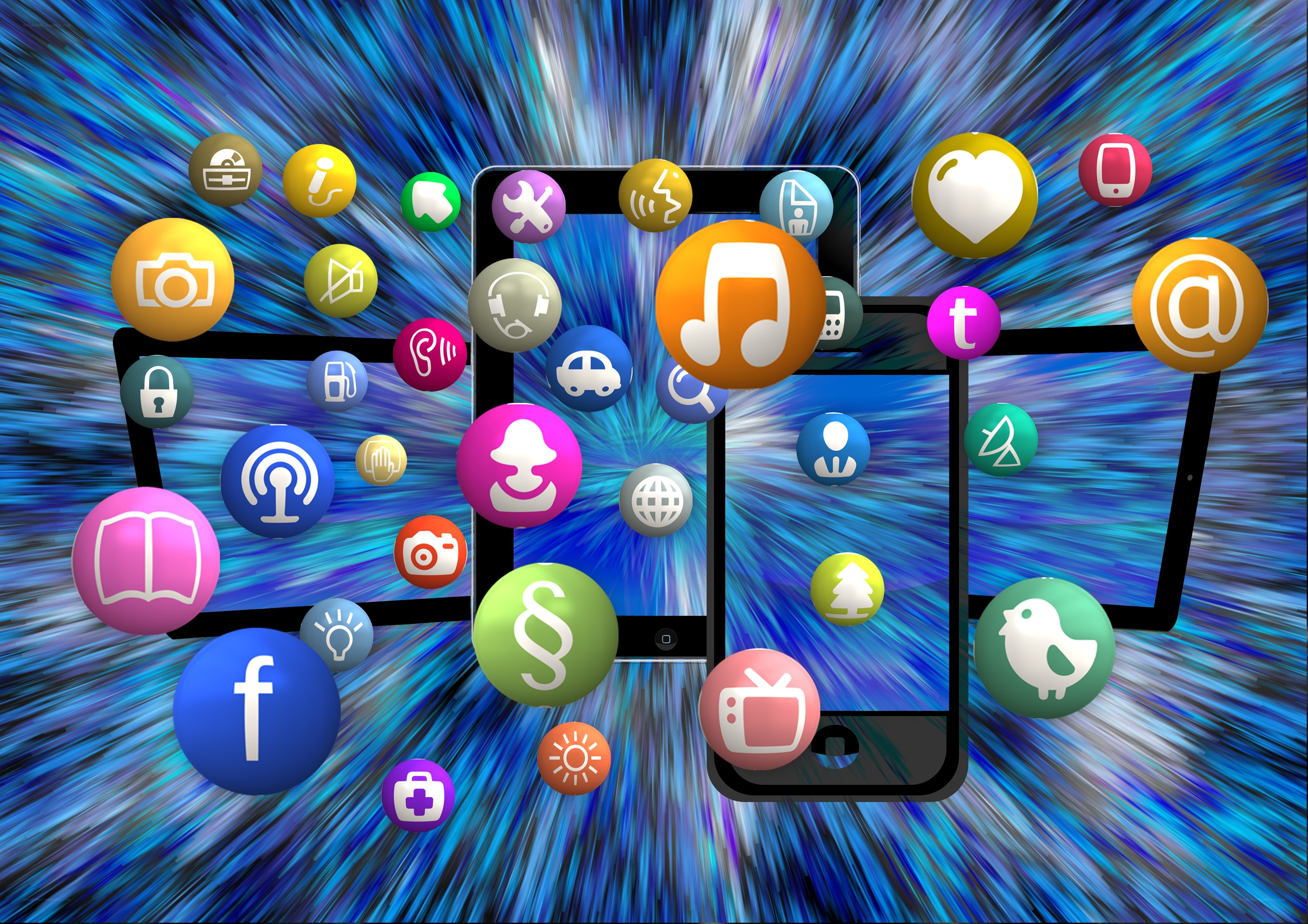 Digital app icons in motion
