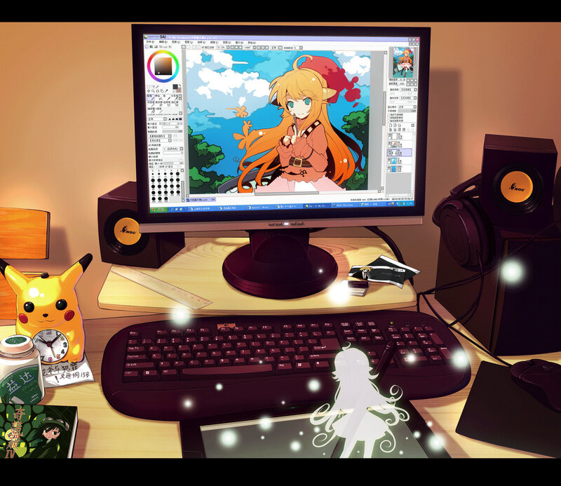 Digital art desk setup