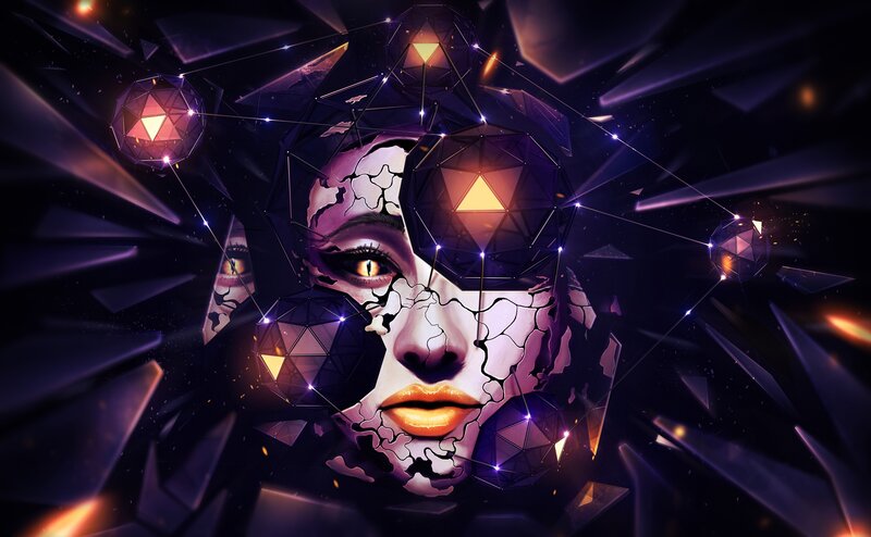 digital art of a fractured face