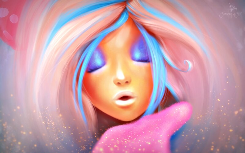 Digital Art of a Girl — Pink, Dreamy