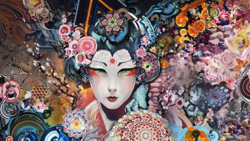 digital art of a woman with mandala patterns