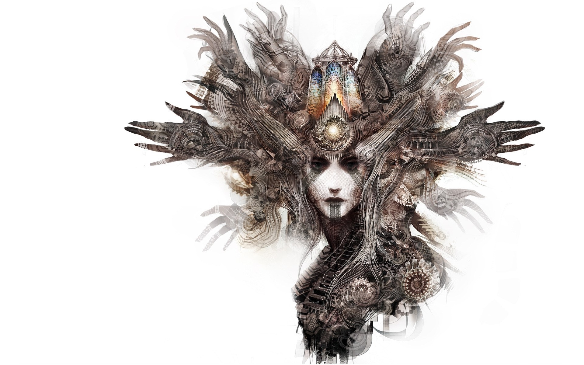 digital art of a woman with mechanical wings