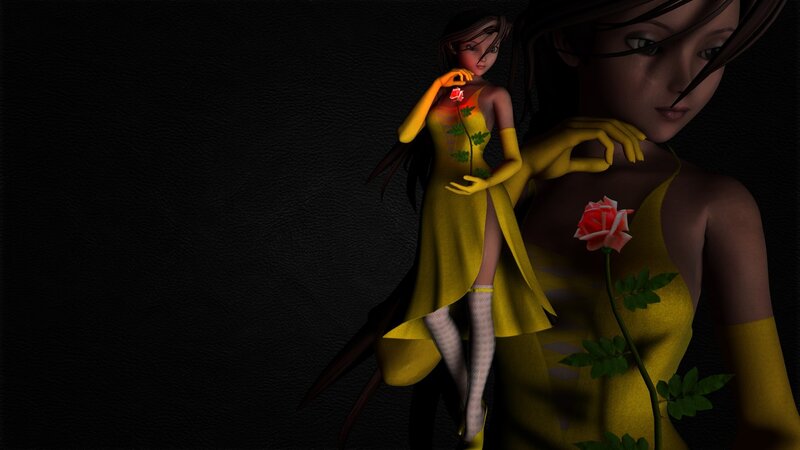 digital art of a woman with roses