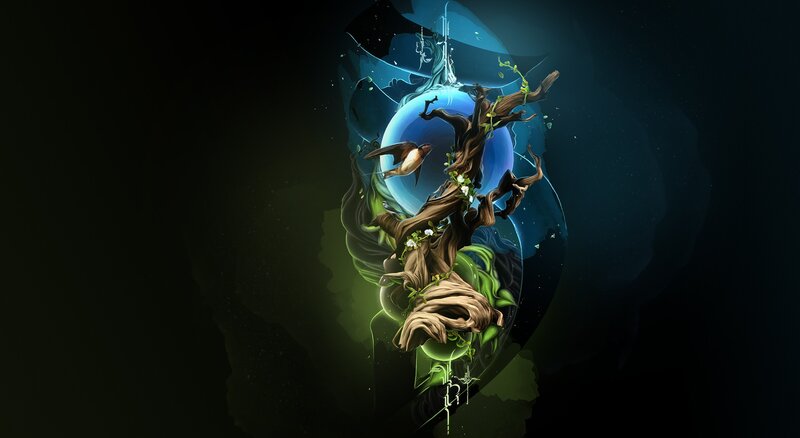 digital art of tree and bird