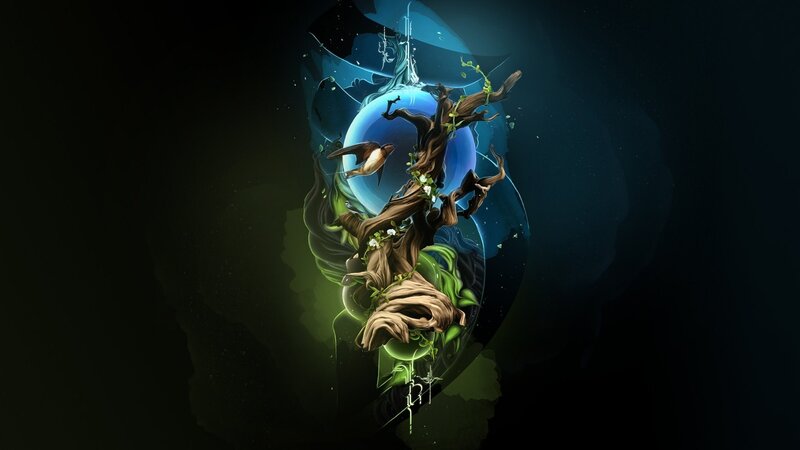 digital art of tree and bird