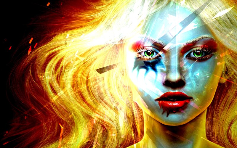 digital art of woman with glowing eyes