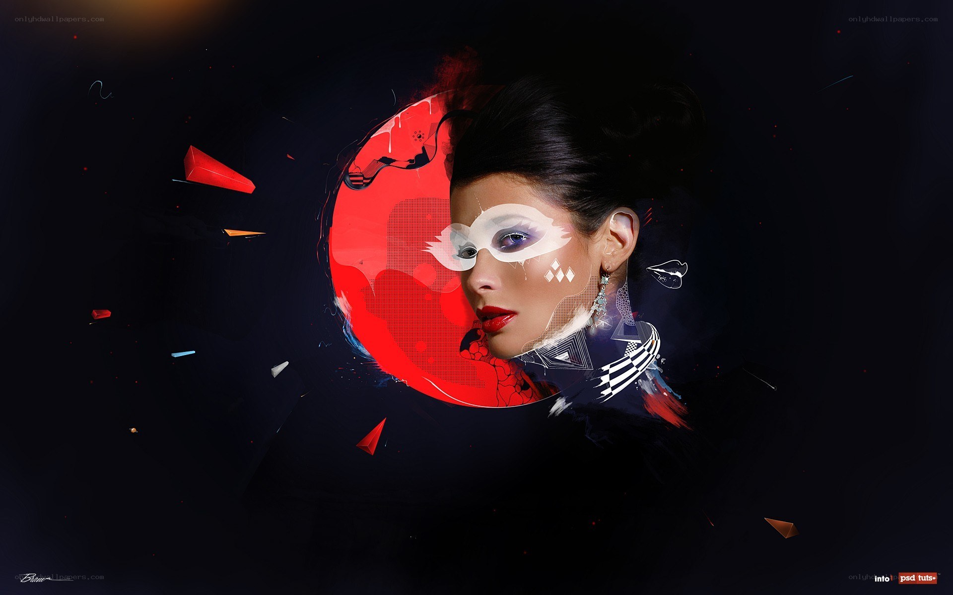 digital art portrait with red circle