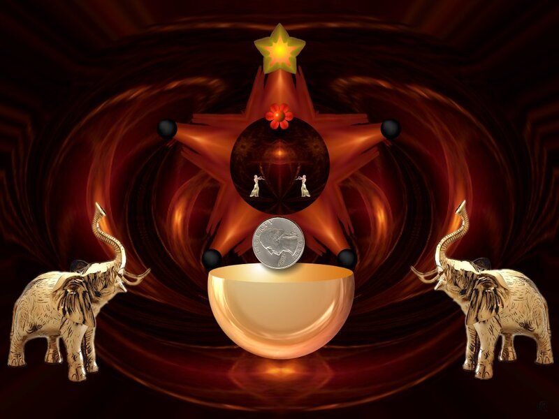 digital art with elephants and star