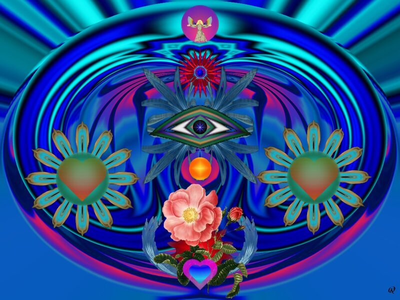 Digital Art with Eye and Flowers