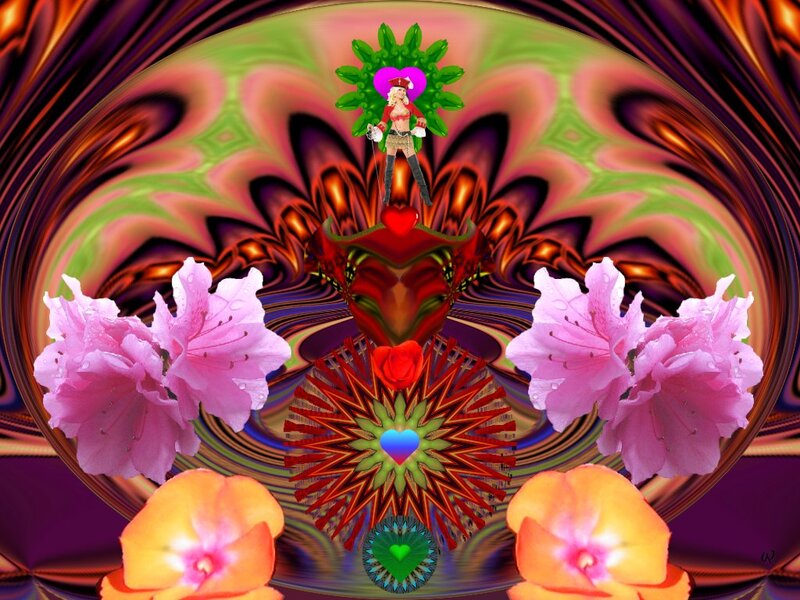 Digital Art with Flowers — Pink