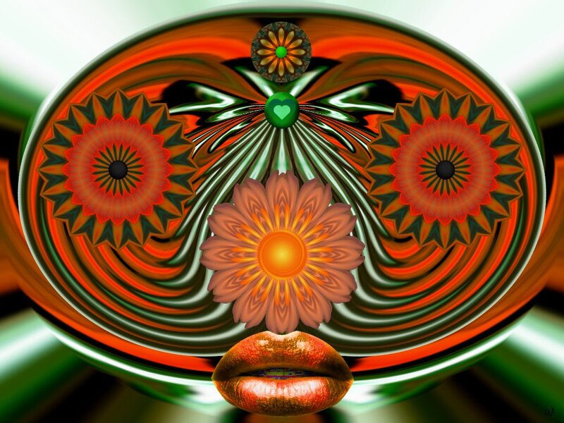 Digital Art with Flowers — Red