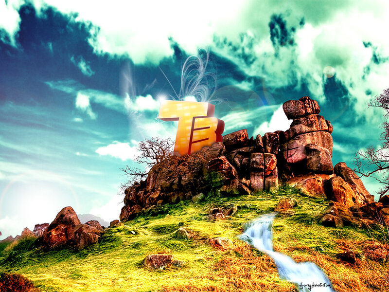 Digital art with glowing logo