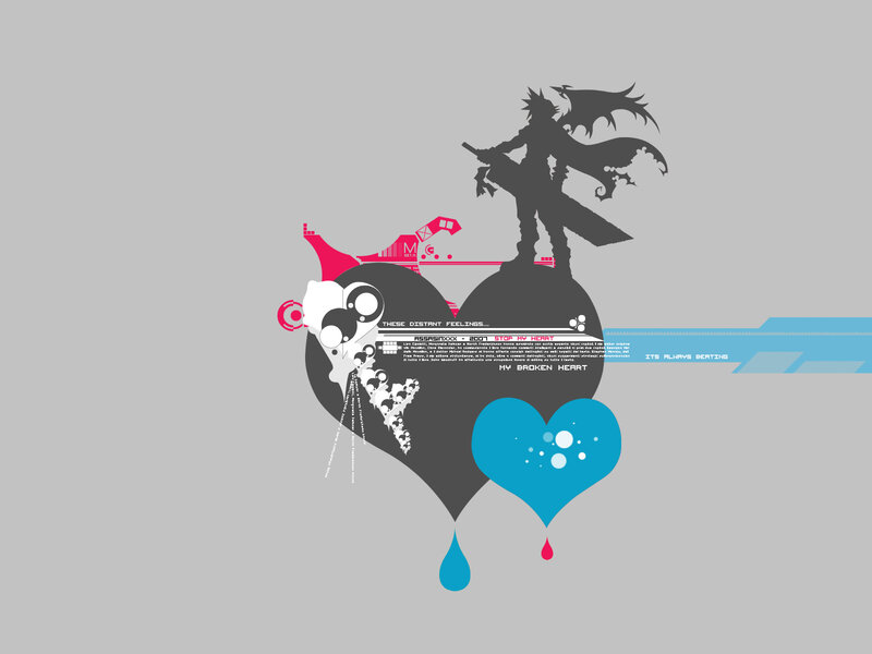digital art with heart and silhouette