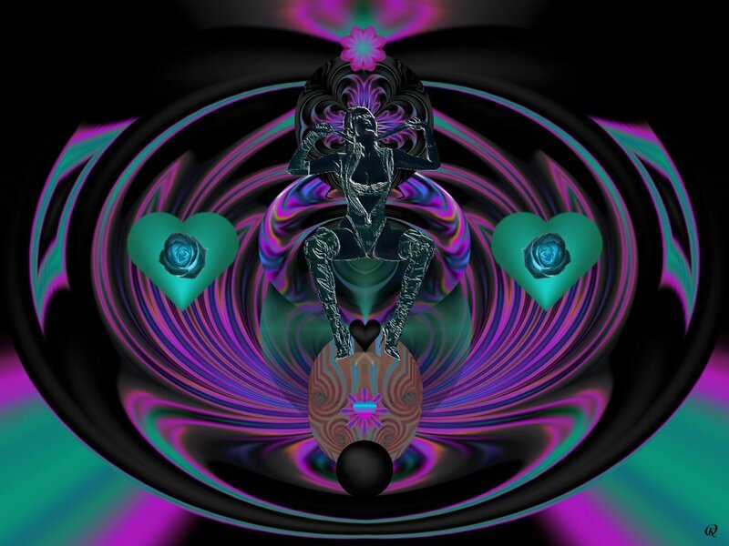 digital art with heart symbols