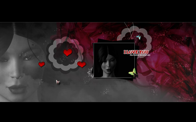 digital art with hearts and butterflies