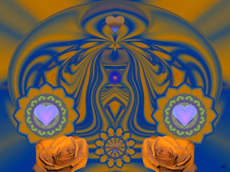 Digital Art with Hearts and Roses