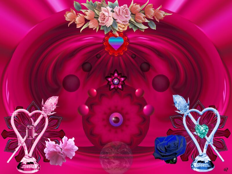 Digital Art with Hearts — Pink