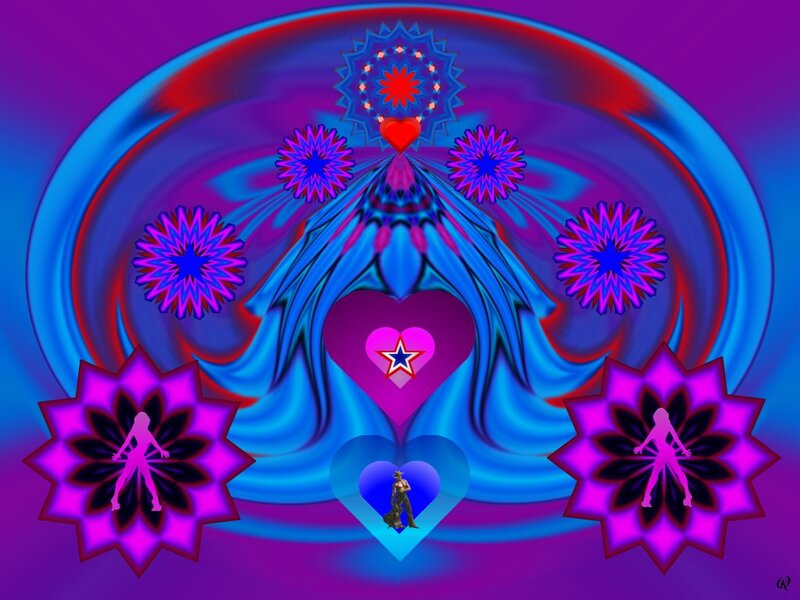 Digital Art with Hearts — Purple