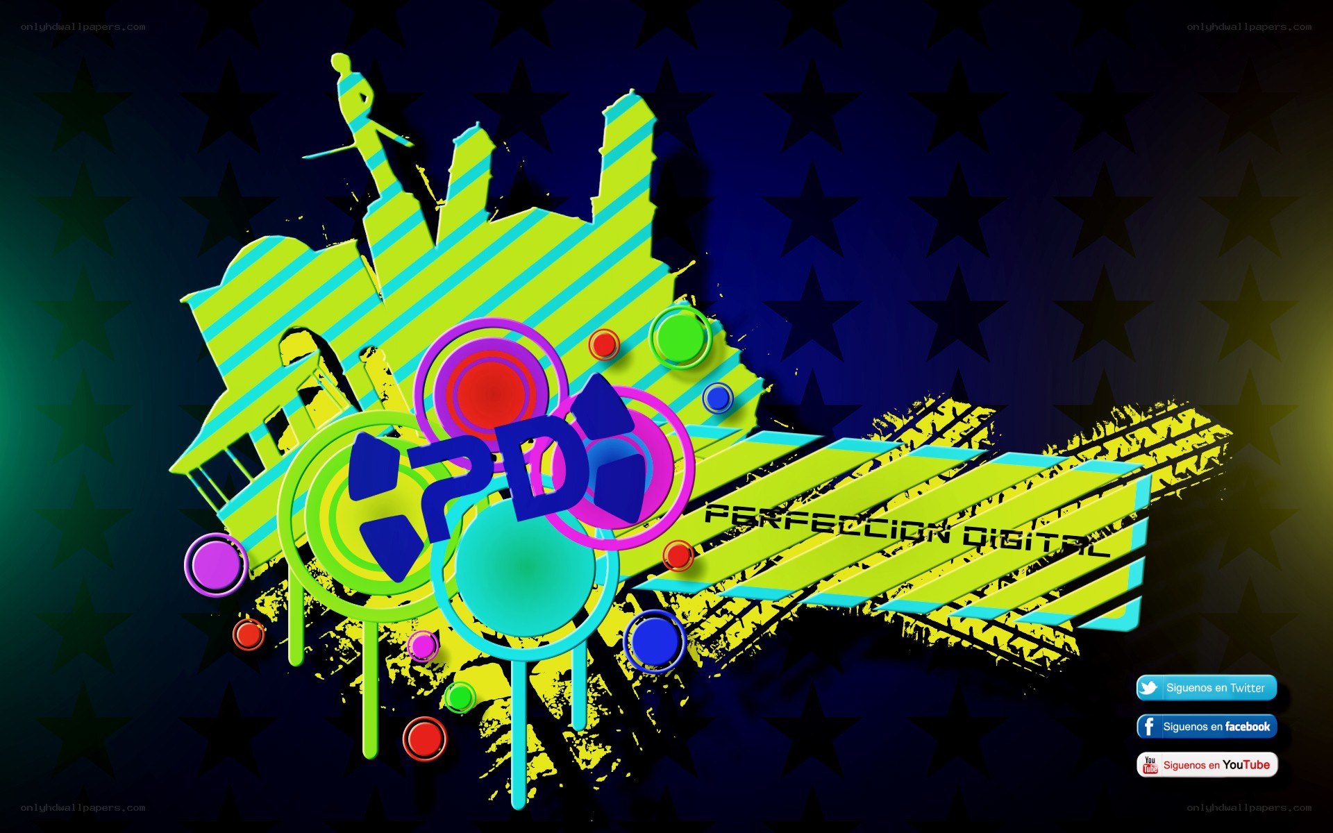 digital art with logo and stars
