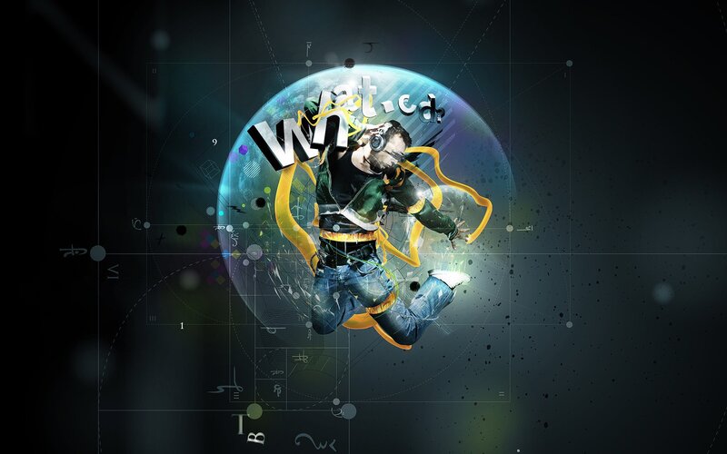 digital art with man in bubble