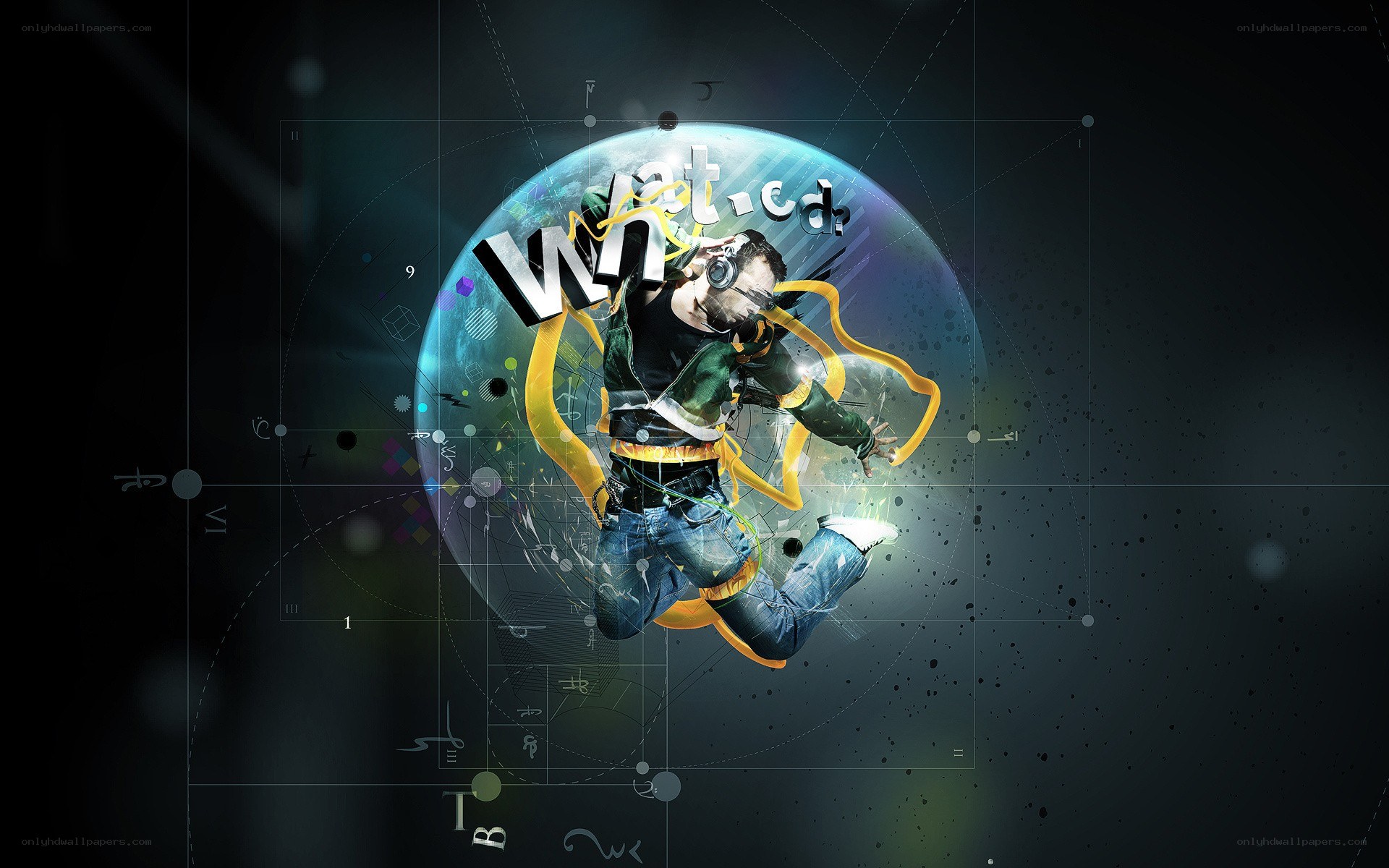 digital art with man in bubble