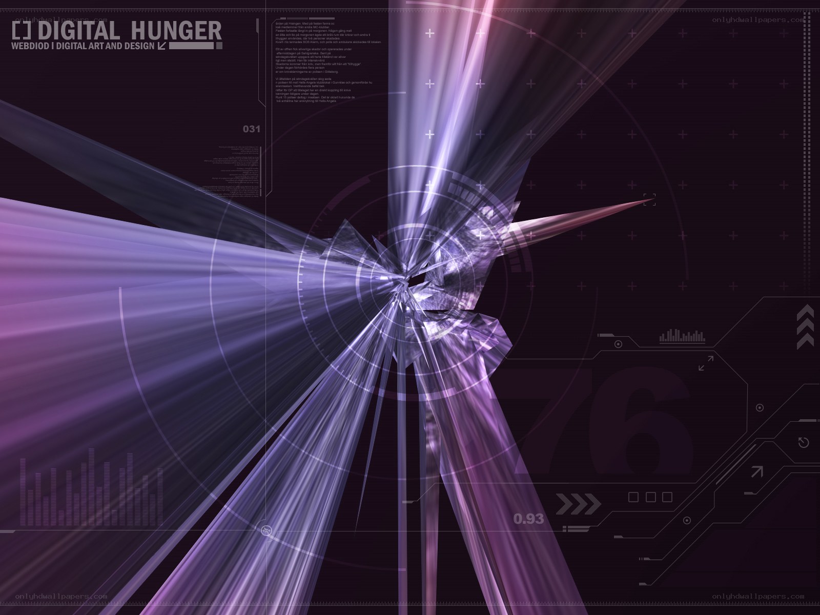 Digital art with purple light beams