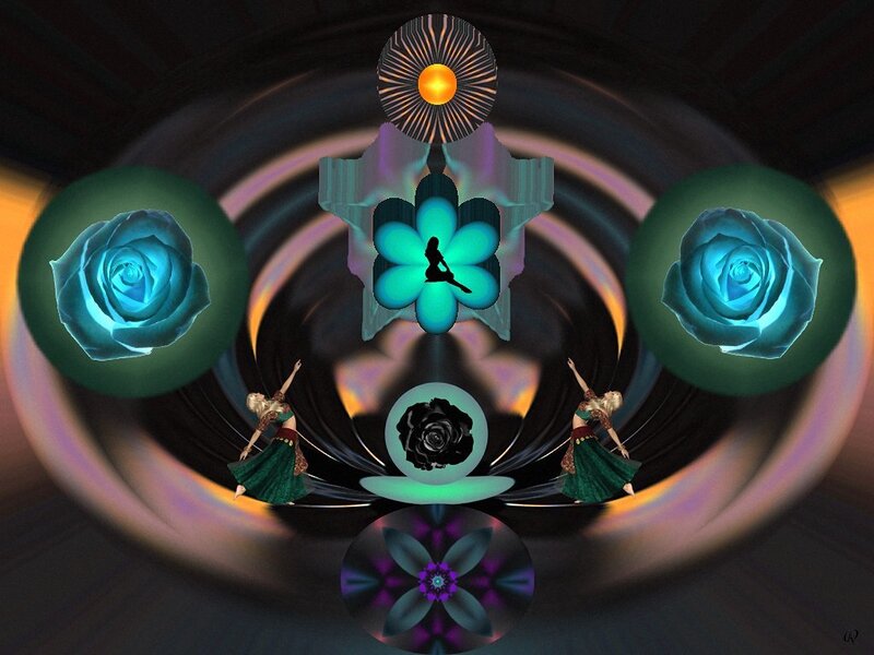 digital art with roses and dancers