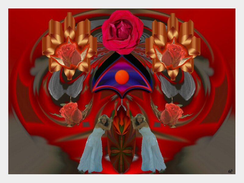 digital art with roses and mirror effect