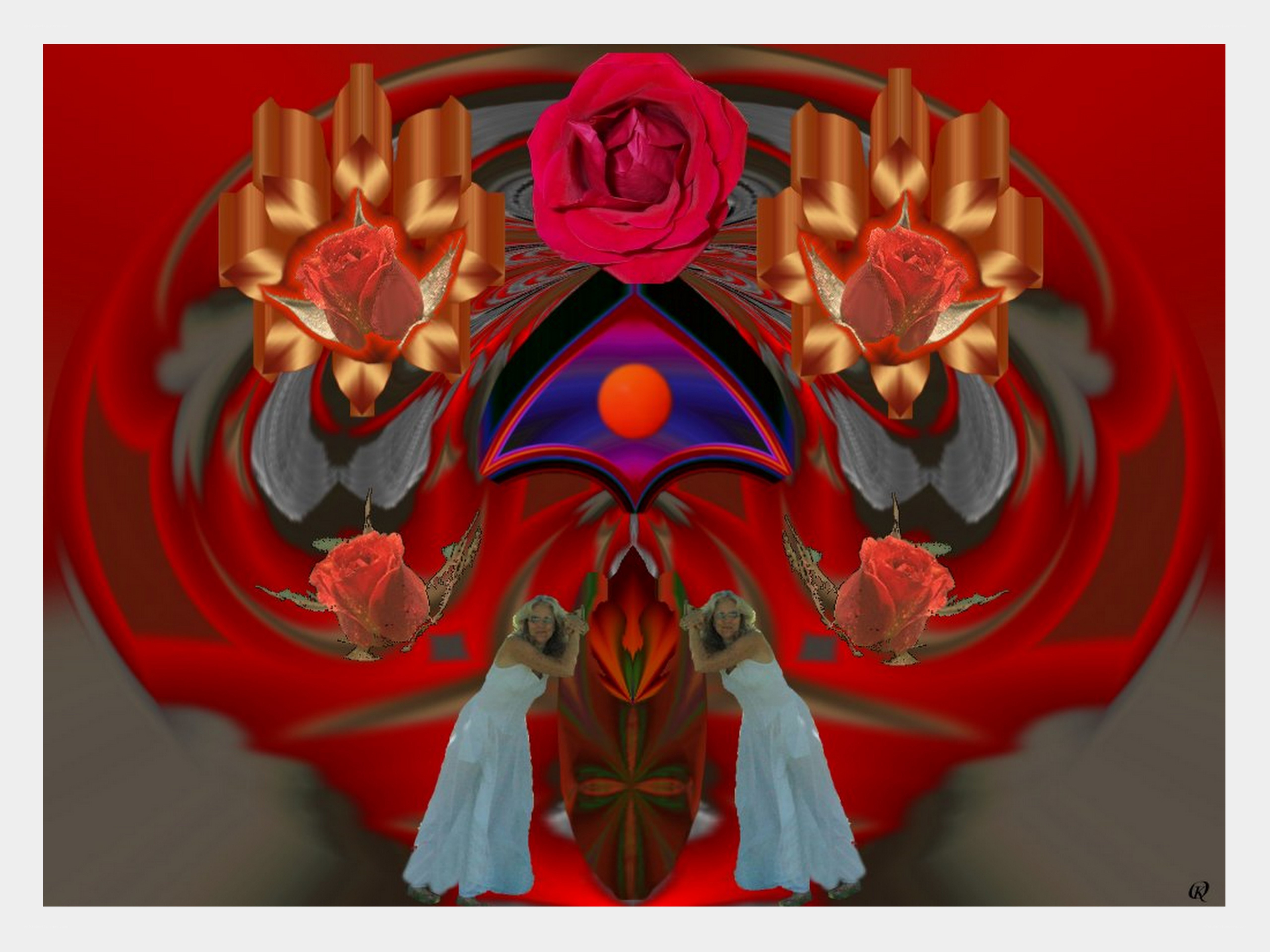 digital art with roses and mirror effect