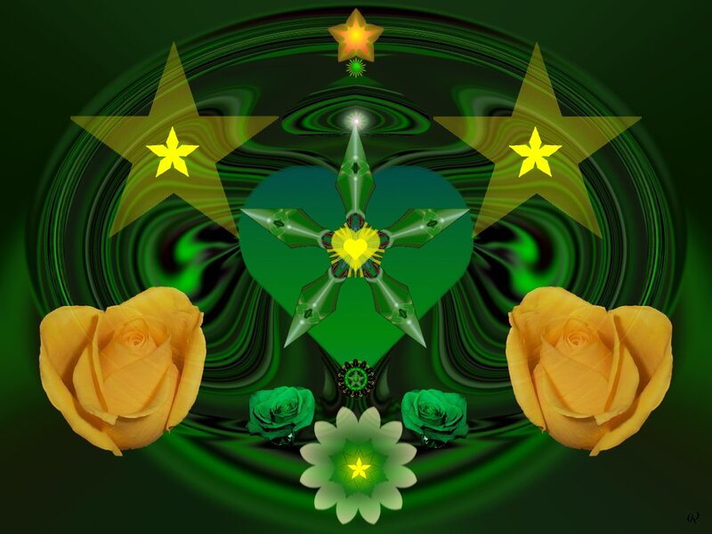 Digital Art with Roses — Green, Mystical