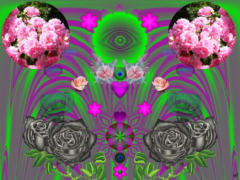 Digital Art with Roses — Green