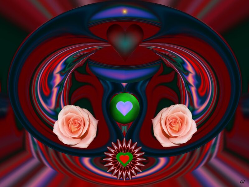 Digital Art with Roses — Red