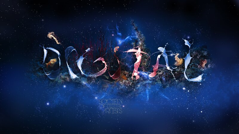 Digital Art with Text — Blue, Cosmic