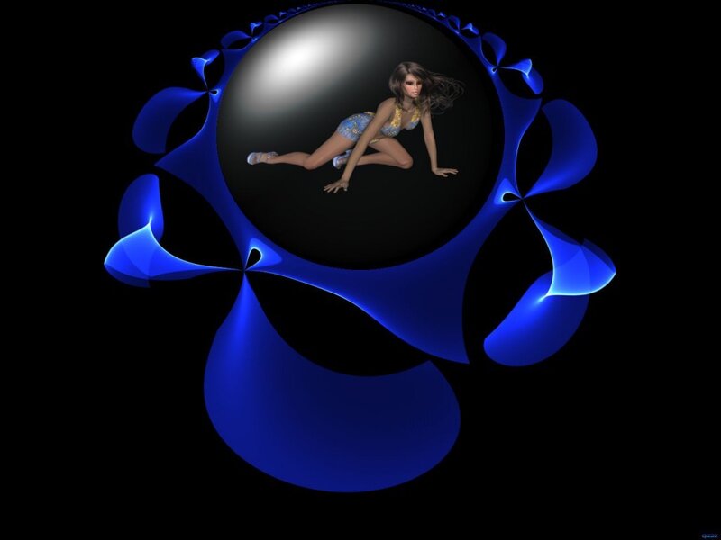 digital art with woman in sphere