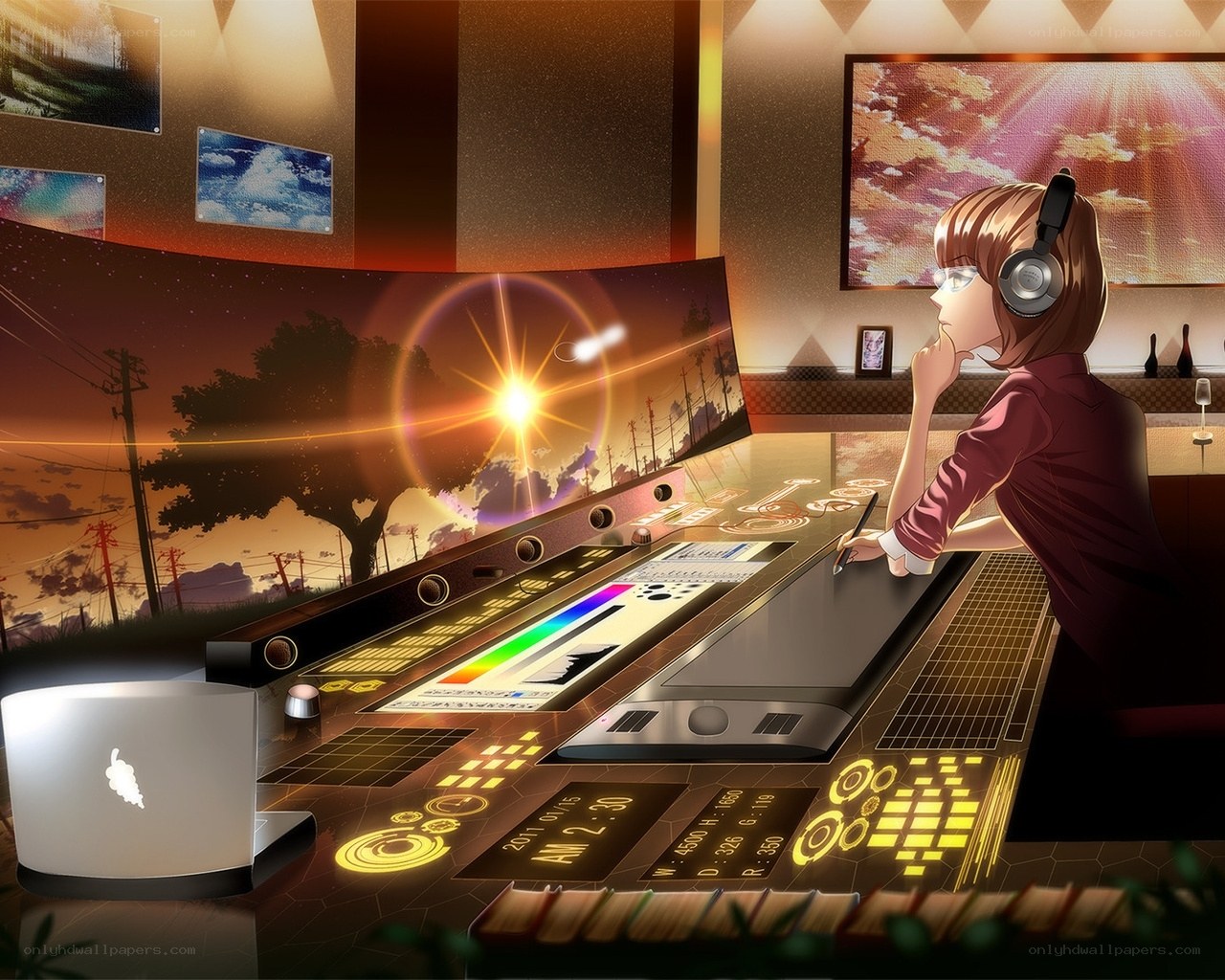 digital artist at workstation