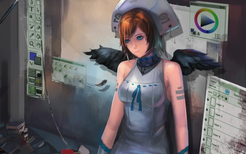 digital artist's avatar with wings