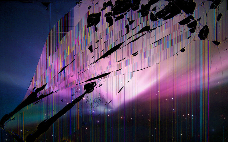 digital aurora with glitch effect