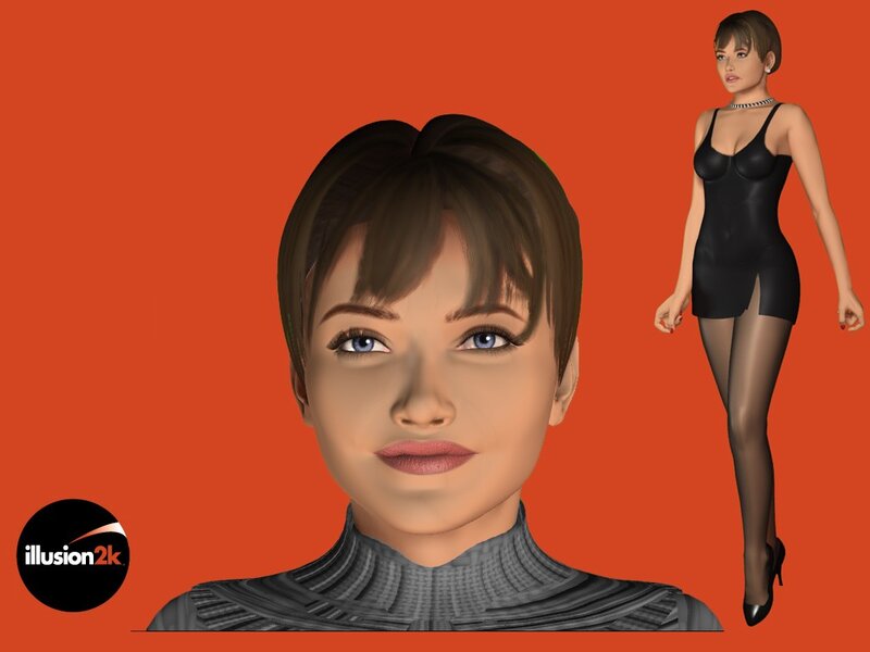 digital avatar in black dress
